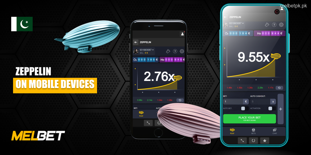 دلچسپ کریش گیم Zeppelin Android اور iOS کے لیے سرکاری Melbet Casino موبائل ایپ پر اسمارٹ فونز پر کھیلنے کے لیے دستیاب ہے۔